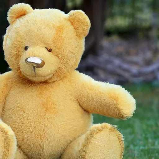 Image similar to a yellow teddy bear showing off a collection of nfts