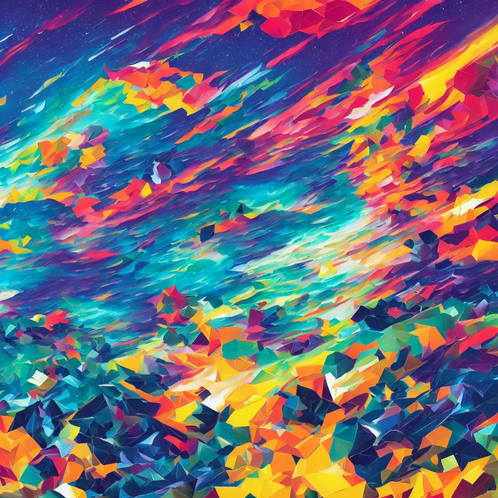 Prompt: hyper detailed multicolored cosmos, tom whalen, james gilleard, liam brazier, tristan eaton, leonid afremov