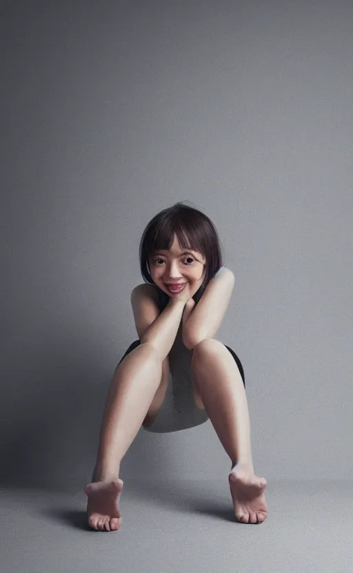 Image similar to lumps of emptiness with big cute eyes, a cute smile and thin legs and arms, realistic, photo, 8K,