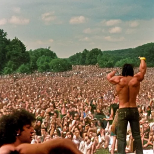 Image similar to hulk performing at woodstock