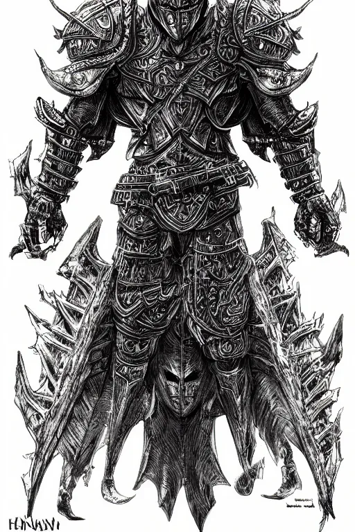 Image similar to armoured warrior humanoid monster, symmetrical, highly detailed, digital art, raven themed armour, sharp focus, trending on art station, kentaro miura manga art style