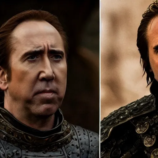 Image similar to nicholas cage as jaimie lannister in game of thrones