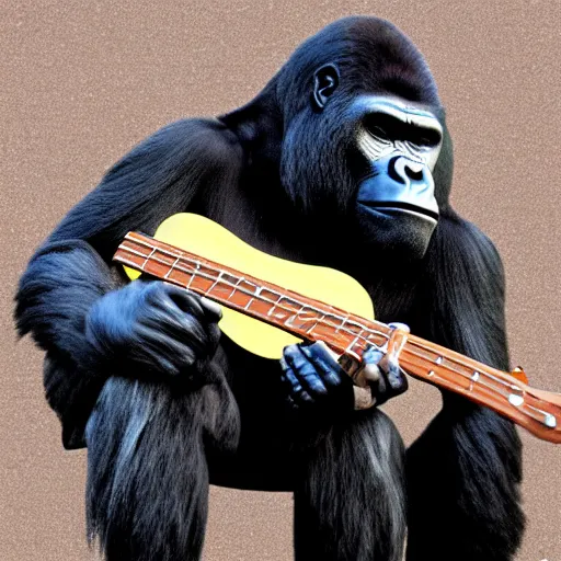 Prompt: gorilla playing bassguitar, very detailed, professional award winning photo