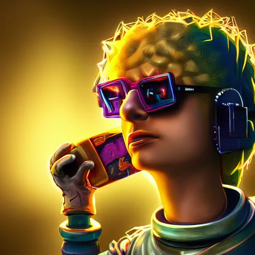 Image similar to photorealistic cyberpunk Lisa Simpson hd