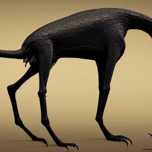 Image similar to a very strange looking animal with very long legs, concept art by jason a. engle, featured on zbrush central, photorealism, zbrush, lovecraftian, hard surface modeling