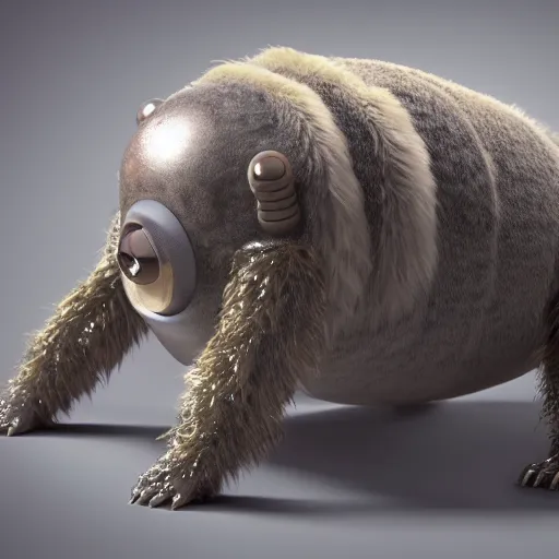 Image similar to tardigrade big eyes a lot of fur cute highly detailed high - quality photo realistic 8 k octane render blender