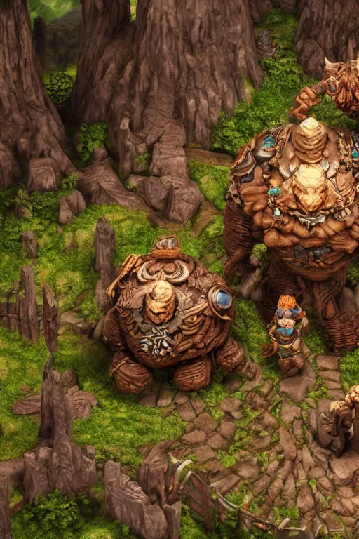 Image similar to zelda fantasy art giant golem troll wood rock greeble gemstone, global illumination ray tracing hdr fanart arstation by sung choi and eric pfeiffer and gabriel garza and casper konefal