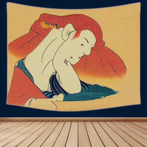 Prompt: Ukiyo-e style tapestry ,soft color ,HD,4K,detail