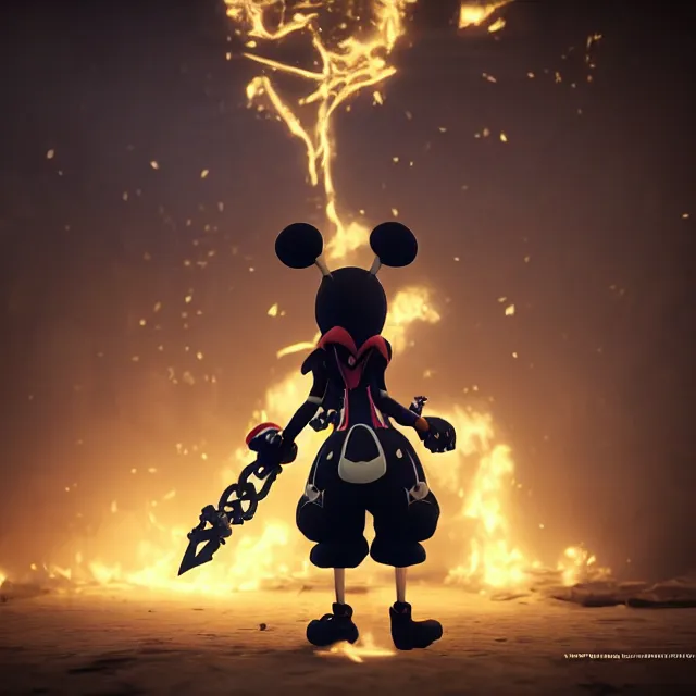 Image similar to kingdom hearts keyblade fluffy scary, dark cinematic, volumetric, realistic, 3 d render, cinematic lighting, ray tracing, cinematic, unreal engine 5, unreal engine render, octane render, hyper realistic, photo, 8 k