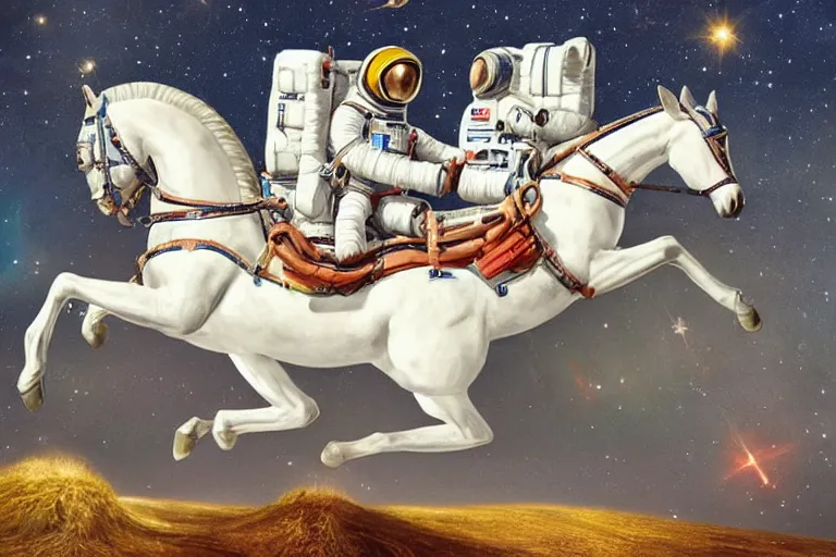 Image similar to horse on top of an astronaut, astronaut under the horse, arstation