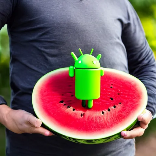 Image similar to android watermelon technician, ultra detailed, 4 k, photograph, sharp and crispy.