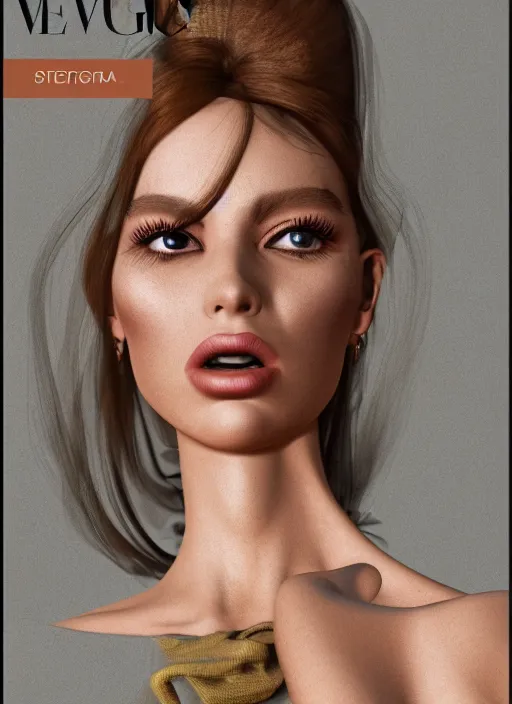 Image similar to italian vogue vintage 7 0 ies cover portrait of a female model up by steven meisel, 8 k, octane render, ultra sharp hyper detailed digital art