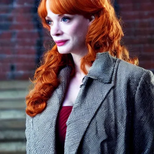 Image similar to from city of gold as christina hendricks, realistic,