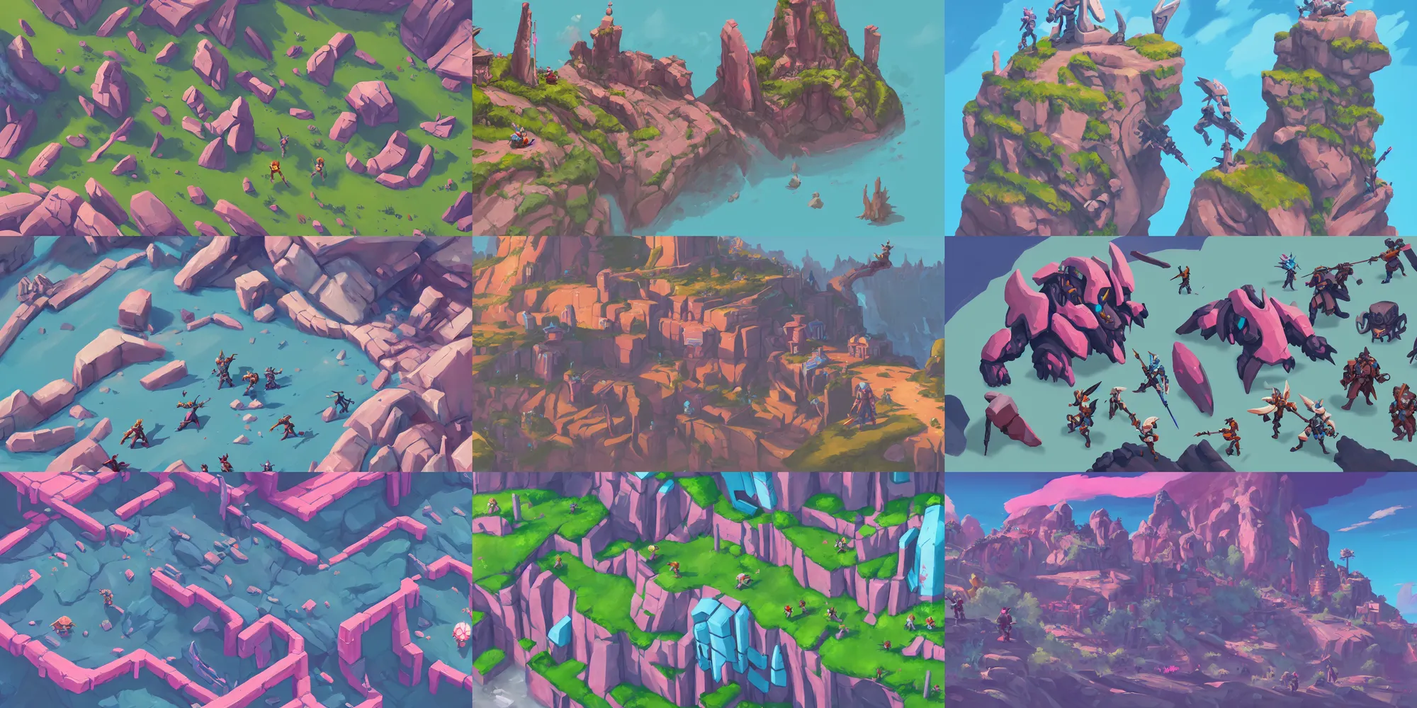 Prompt: game asset of ground and cliff, in gouache detailed paintings, props, stylized, 2 d sprites, kitbash, arcane, overwatch, blue and pink color scheme, 8 k, close up