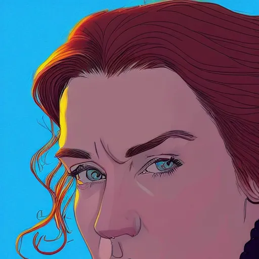 Image similar to “ kate winslet retro minimalist portrait by jean giraud, moebius starwatcher comic, 8 k ”