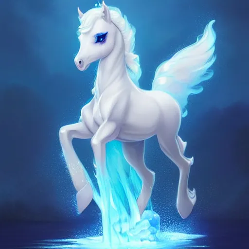 Image similar to a fantastical translucent poney made of water and foam, ethereal, radiant, hyperalism, scottish folklore, digital painting, artstation, concept art, smooth, 8 k frostbite 3 engine, ultra detailed, art by artgerm and greg rutkowski and magali villeneuve