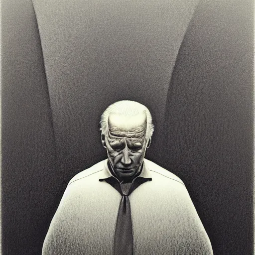 Prompt: Joe Biden. Regret. Zdzisław Beksiński