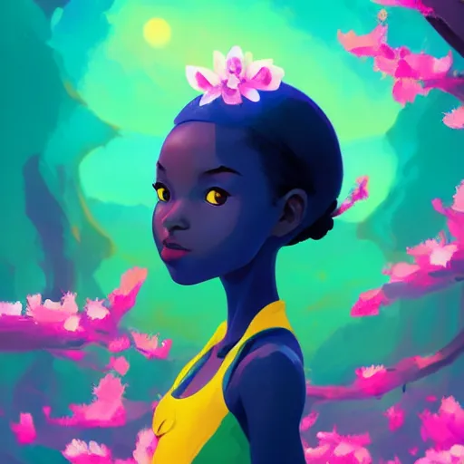 Prompt: body icon stylized minimalist an african girl in a pikatchu costume surrounded by cherry blossoms, loftis, cory behance hd by jesper ejsing, by rhads, makoto shinkai and lois van baarle, ilya kuvshinov, rossdraws, global illumination