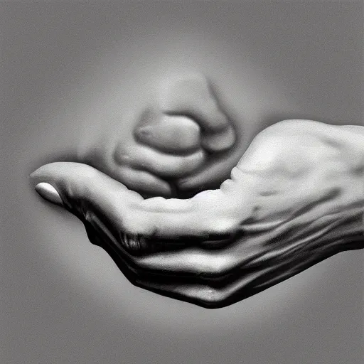Prompt: all of man kind's power at the tip of my fingers realistic photorealism digital painting
