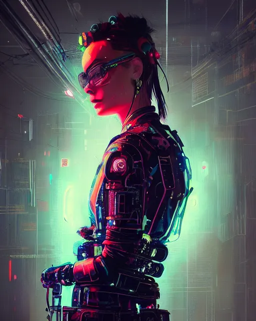 Image similar to neon operator margot robbie, cyberpunk futuristic neon, reflective puffer jacket, decorated with traditional japanese ornaments by ismail inceoglu dragan bibin hans thoma greg rutkowski alexandros pyromallis nekro rene maritte illustrated, perfect face, fine details, realistic shaded, fine - face, pretty face