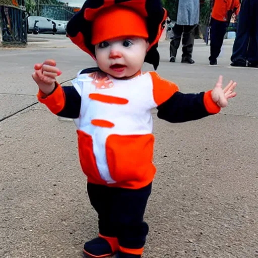 Image similar to cute chick baby dressed as an inmate