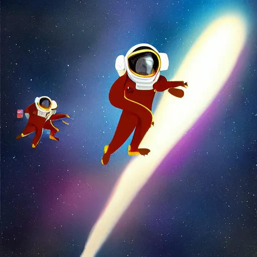 Prompt: monkey piloting a space craft, digital art, high quality, high resolution