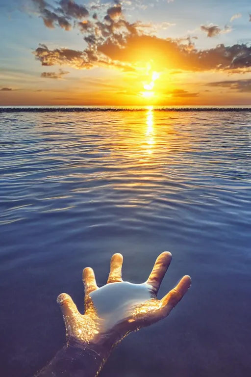 Image similar to palm over crystal clear water photograph