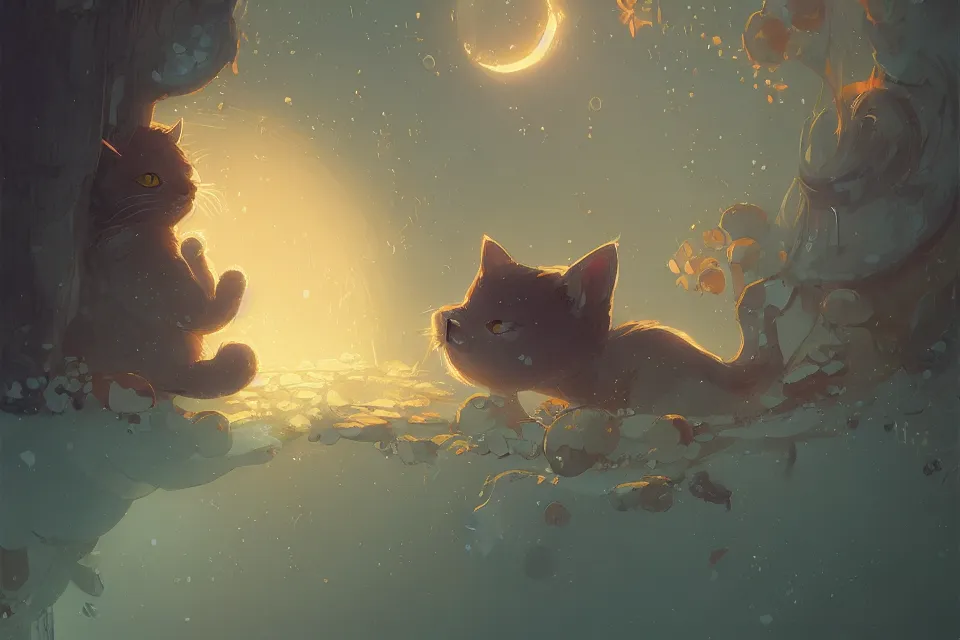 Image similar to cute cat, by victo ngai and andreas rocha and greg rutkowski, trending on artstation, unreal engine, 8 k hd wallpaperjpeg artifact, blur, artfact