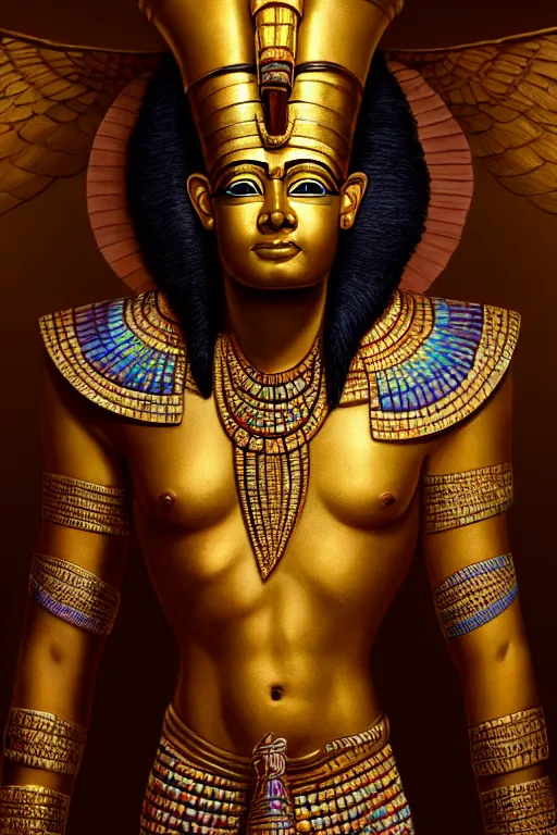 Image similar to egypt god osiris, god of the underworld, highly detailed, d & d, fantasy, highly detailed, digital painting, trending on artstation, concept art, sharp focus, illustration, global illumination, ray tracing, realistic shaded, art by artgerm and greg rutkowski and fuji choko and viktoria gavrilenko and hoang lap, sunny