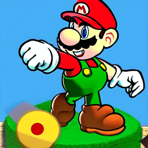 Prompt: Mario in Cuphead