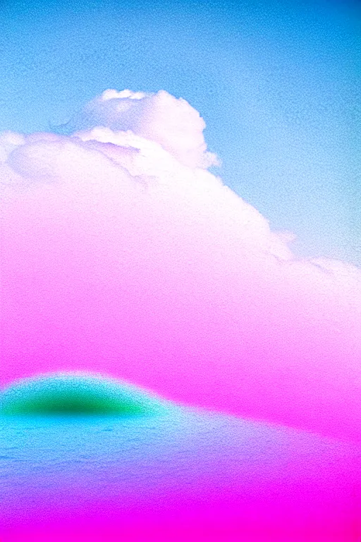 Prompt: high quality pastel coloured film close up wide angle photograph of a model wearing clothing swimming on cloud furniture in a icelandic black rock!! environment in a partially haze filled dreamstate world. three point light, rainbow. photographic production. art directed. pastel colours. volumetric clouds. pastel gradient overlay. waves glitch artefacts. extreme facial clarity. 8 k. filmic.