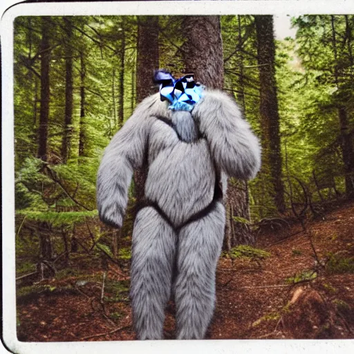 Image similar to polariod photograph yeti forest