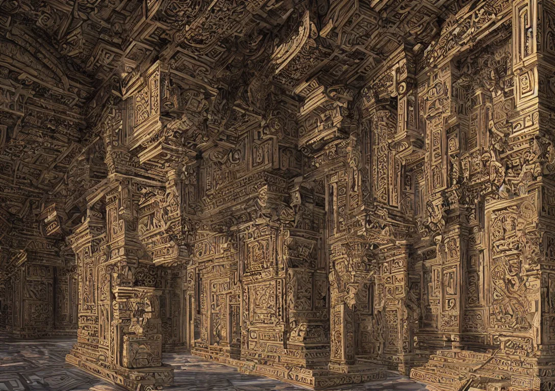 Image similar to hall of gods, with intricate details, by greg ruttowski, trending on artstation