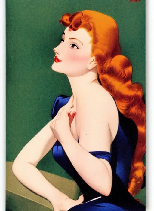 Prompt: a portrait of a pretty young lady by alberto vargas