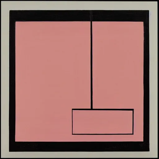 Prompt: a geometric painting in the style of Pierre Soulages which is aligned to an invisible square grid, varied line width and value, simple geometric shapes of varied size, monochromatic with pops of pastel tones
