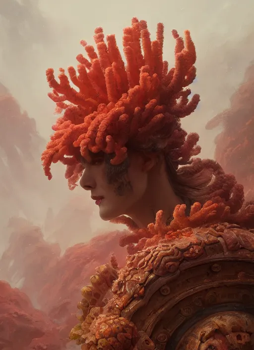 Image similar to Helmet of a forgotten Deity, clowing corals and sea anemone, extremly detailed digital painting, in the style of Fenghua Zhong and Ruan Jia and jeremy lipking and Peter Mohrbacher, mystical colors, rim light, beautiful lighting, 8k, stunning scene, raytracing, octane, trending on artstation