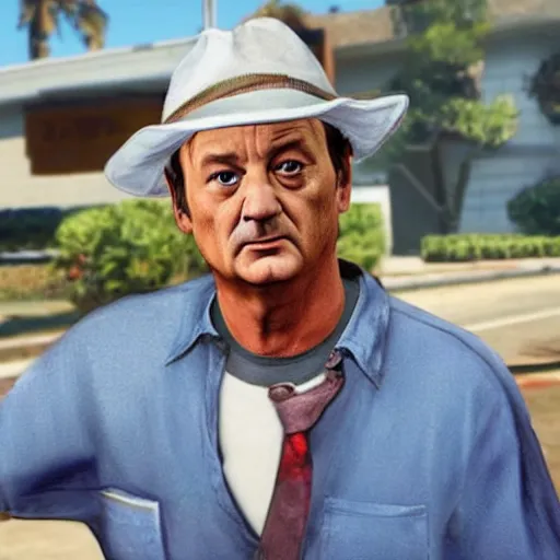 Prompt: bill murray as a gta 5 character