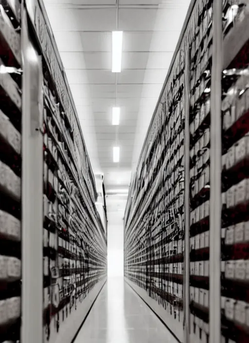 Prompt: A white-faced librarian cowered between two lockers with wet cheeks and bank eyes in dead storage area