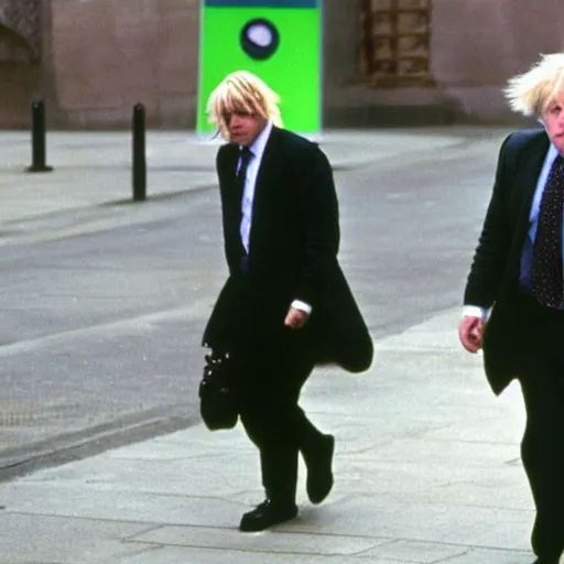 Image similar to Boris Johnson in the matrix movie, green lighting