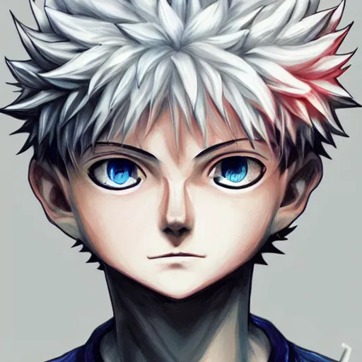 Prompt: killua zoldyck in rossdraws art, with thunderstorms, 8 k, bright colors, detailed face, details, sharp smooth, aykut aydogdu