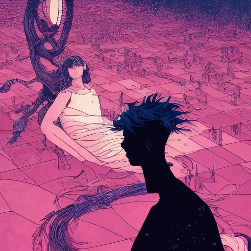 Image similar to Dream from Sandman 2d illustration by Feng Zhu and Loish and Laurie Greasley, Victo Ngai, Andreas Rocha, John Harris, artstation, sharp focus