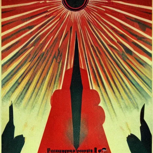 Image similar to soviet style propaganda poster of eye of sauron