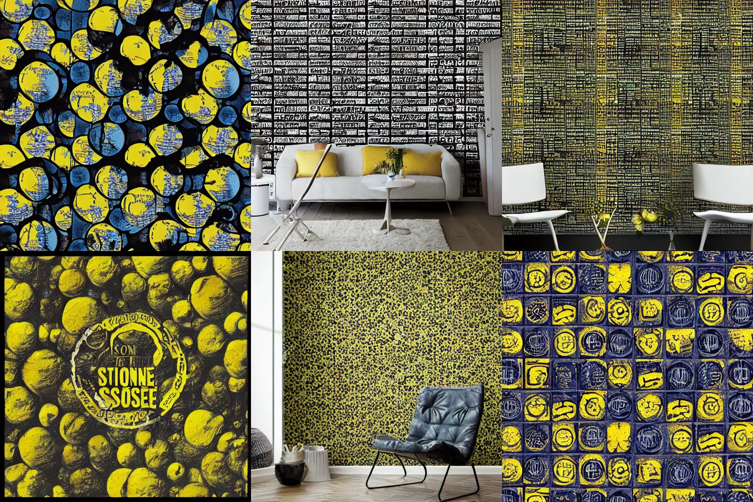 Prompt: stone roses album cover wallpaper in a modern lounge