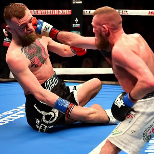 Image similar to conor mcgregor knocking himself out, high quality photo