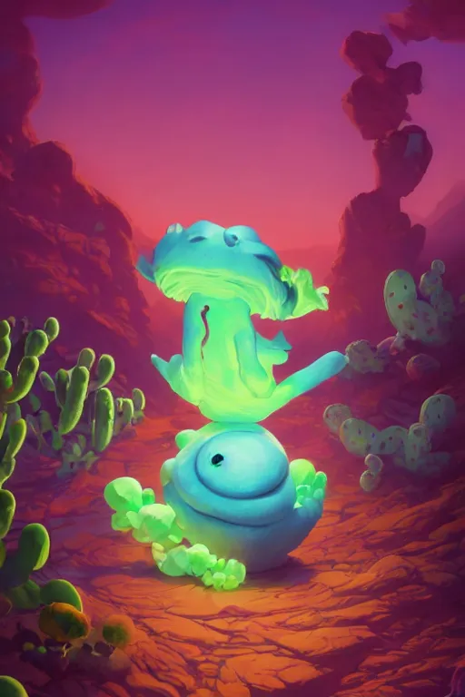 Image similar to smurf ghost creature animal sushi cristal very big eye roots cactus elemental flush of force nature micro world fluo fishscale, behance hd by jesper ejsing, by rhads, makoto shinkai and lois van baarle, ilya kuvshinov, rossdraws radiating a glowing aura global illumination ray tracing hdr