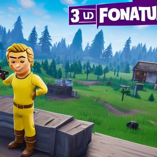 Image similar to vault boy in fortnite, promotional poster, 3d, ultra realistic, insanely detailed, photorealistic, 4k