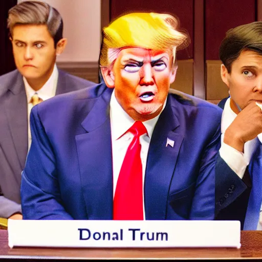 Image similar to donald trump being judged in phoenix wright, ace attorney, 4 k, high quality