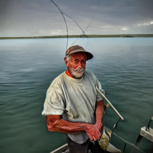 Prompt: portrait of a fisherman