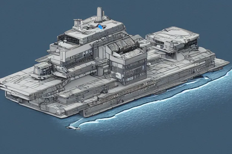 Prompt: axonometric schematics of a futuristic warship, highly detailed, intricate