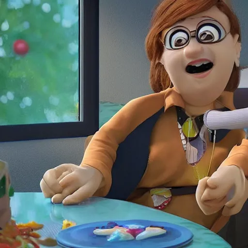 Image similar to pixar character transgender woman with down syndrome